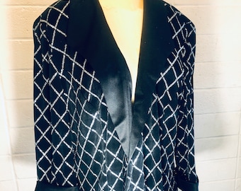 Glitter Tuxedo Jacket black sequin crop