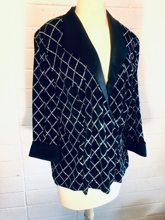 Glitter Tuxedo Jacket black sequin crop / satin co