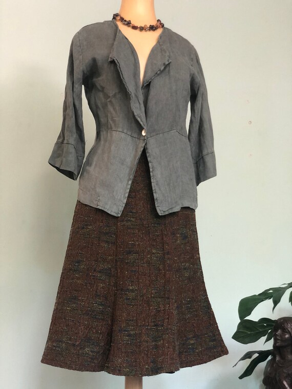 Linen Duster Jacket sage green / Italian designer 