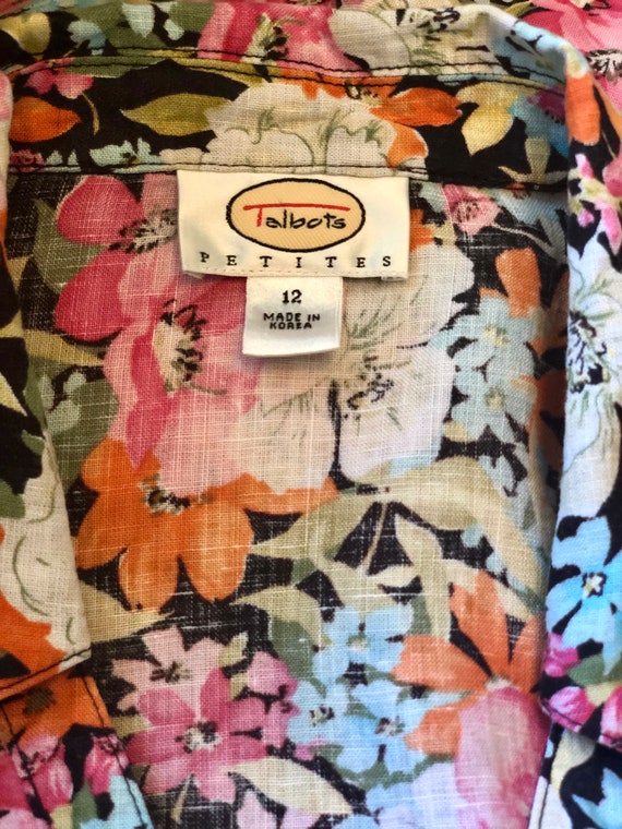 Linen Floral Shirt Talbot spring cover blouse / g… - image 5