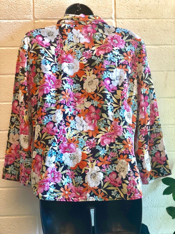 Linen Floral Shirt Talbot spring cover blouse / g… - image 3