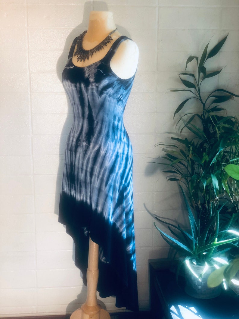 Indigo Tye Dye Maxi dress / Soprano / asymmetrical / glam image 8