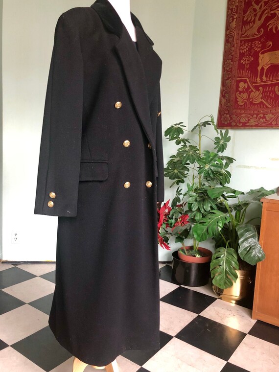 Wool Maxi Coat vintage size 10 overcoat /black Vel