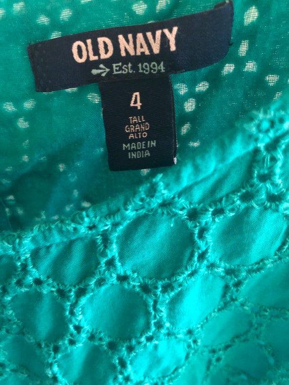 90s Eyelet Lace Dress Old Navy / cotton turquoise… - image 4