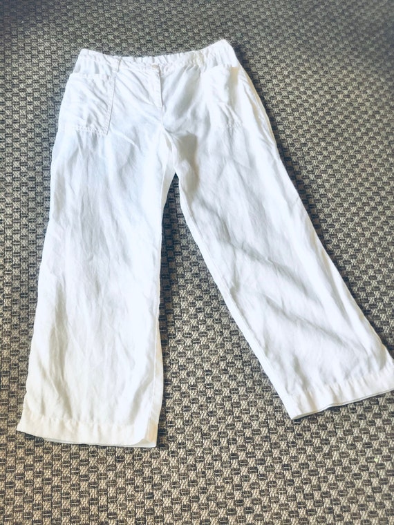 White Linen Pants loose fit / boxy / petite