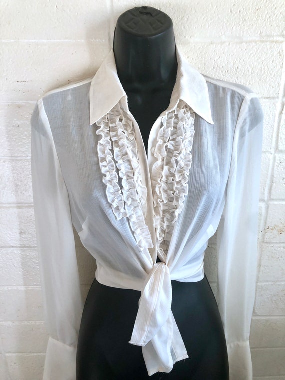 Sissy Blouse Xsm vintage classic sheer white / rom