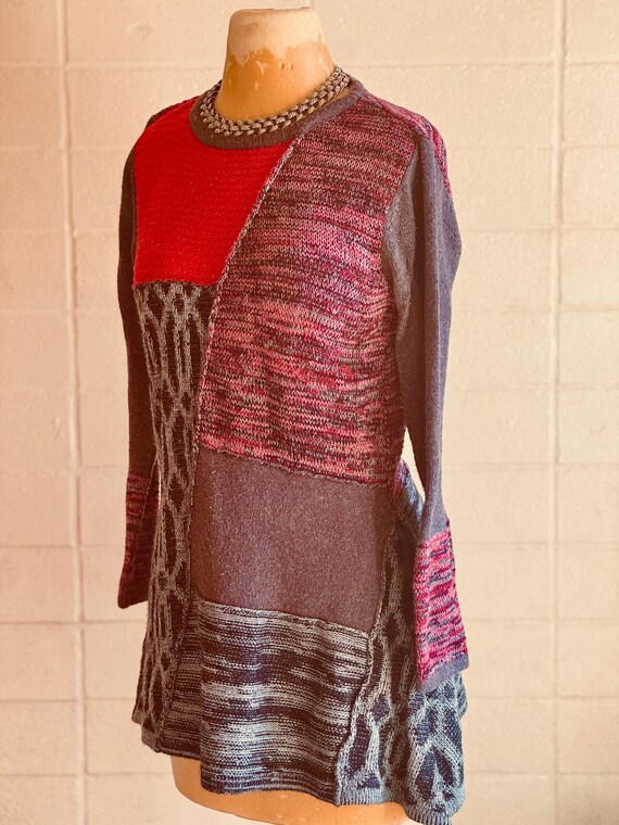 Colorblock Knit CottonTunic / loose fitting / var… - image 4