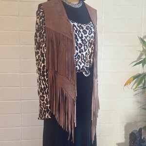 Fringe Leather Vest brown super smooth made in France image 2
