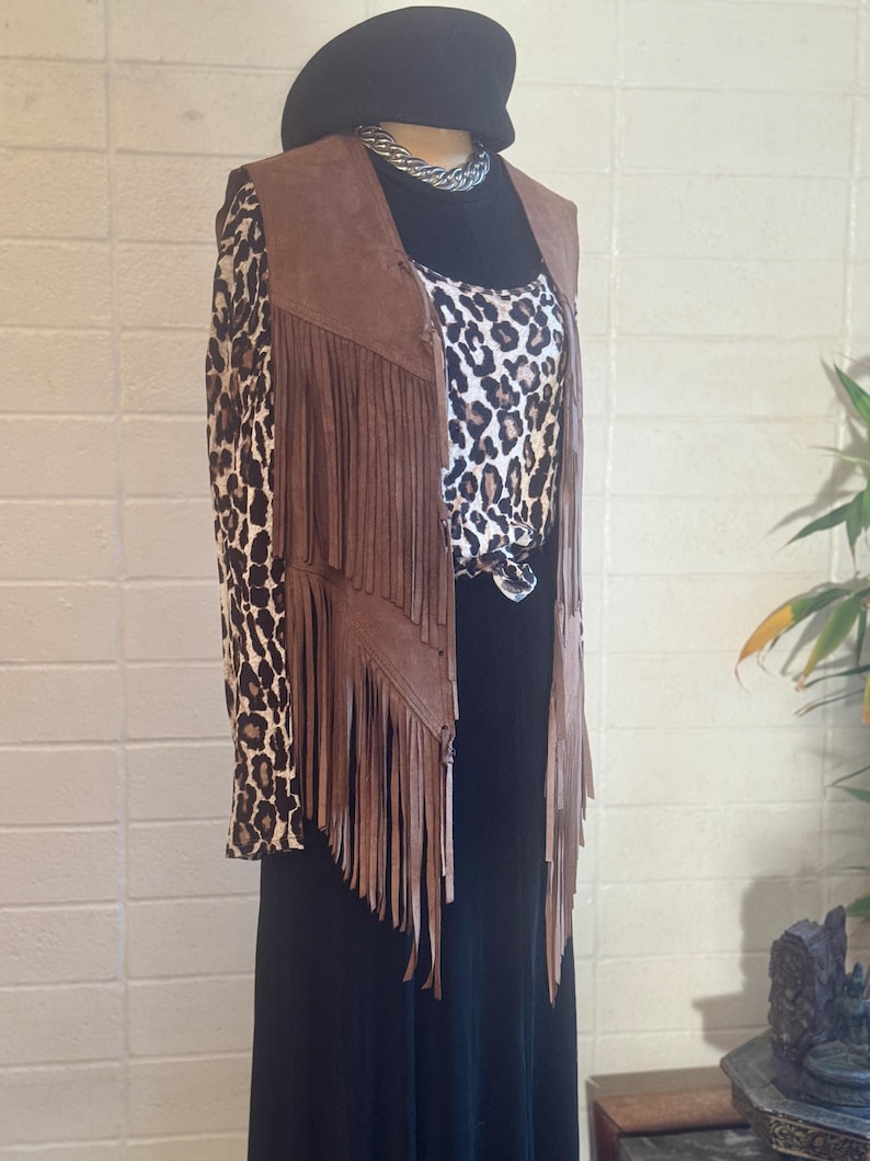 Fringe Leather Vest brown super smooth made in France image 2