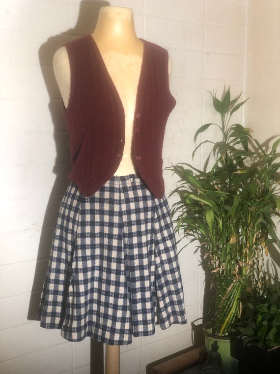 60s Plaid Mini Skirt / navy / white skater / mod