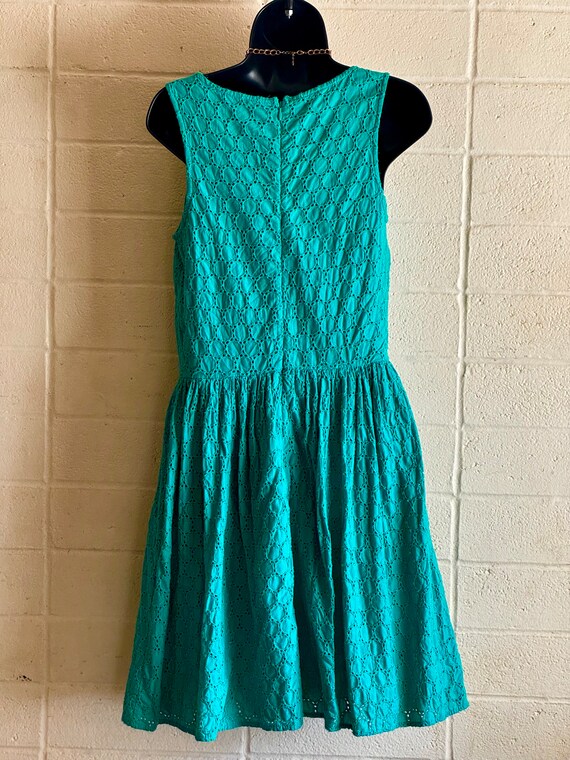 90s Eyelet Lace Dress Old Navy / cotton turquoise… - image 5