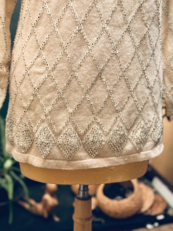 Sequin Pullover White Angora Ellen Tracy - image 5