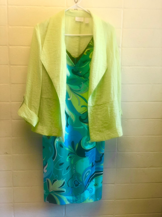 Chicos  Duster Jacket holiday chartreuse green / t