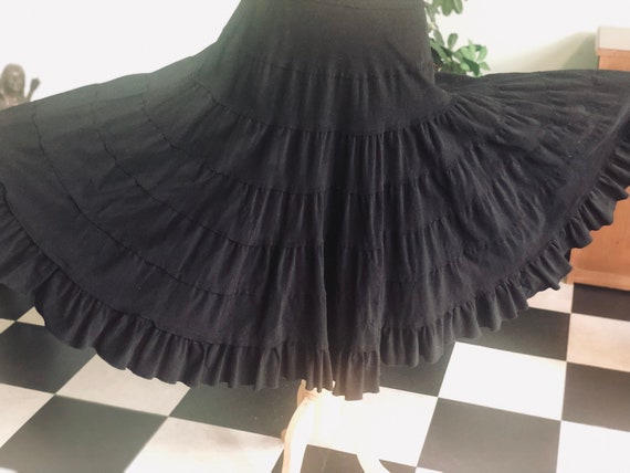 70s Ruffled Skirt black corduroy midi - image 3