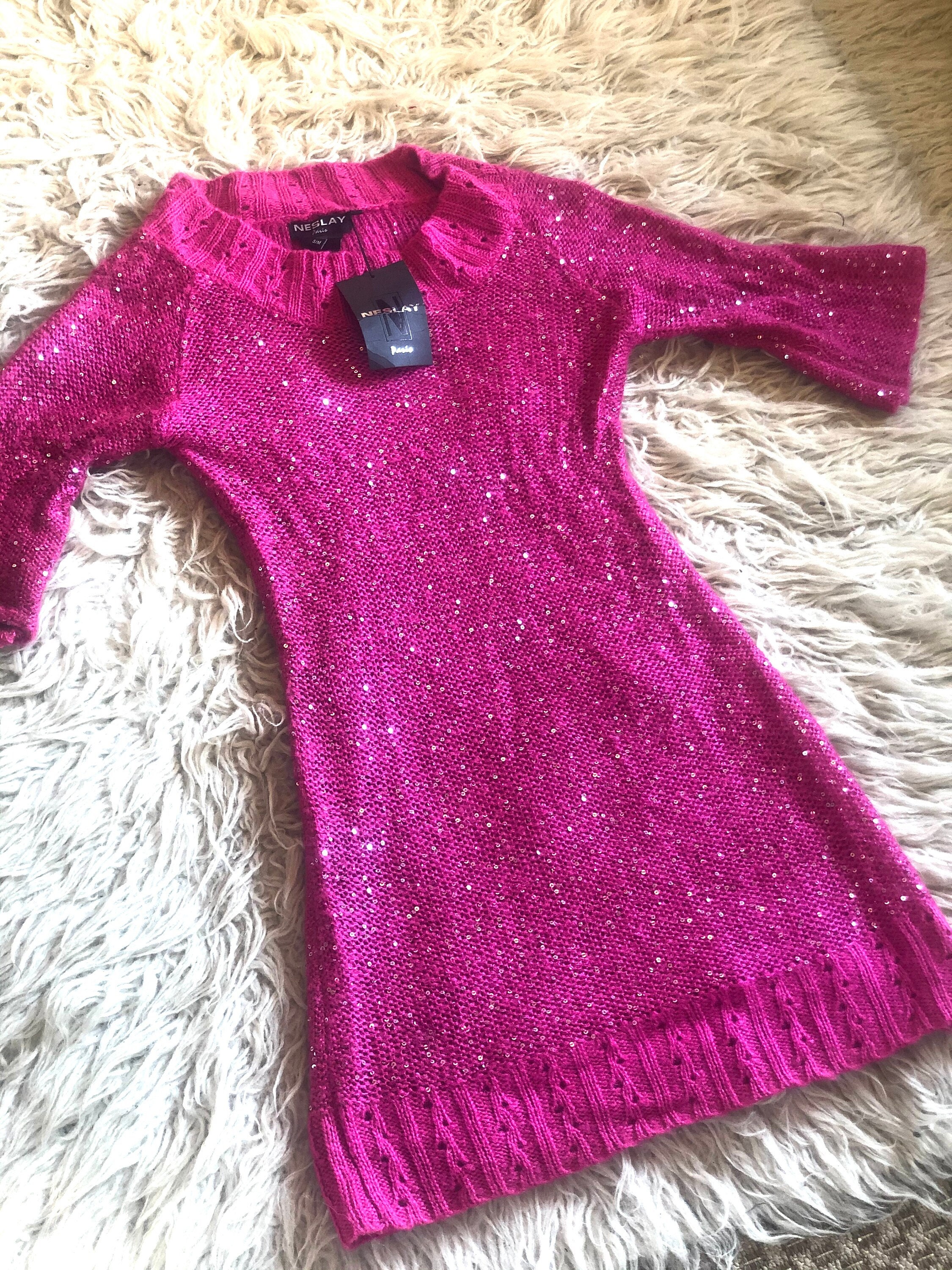 Pink Sequin Sweater - Etsy
