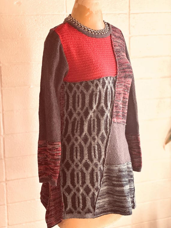 Colorblock Knit CottonTunic / loose fitting / var… - image 3