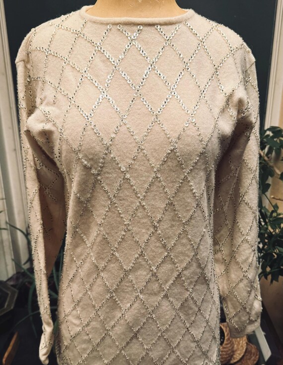 Sequin Pullover White Angora Ellen Tracy - image 4