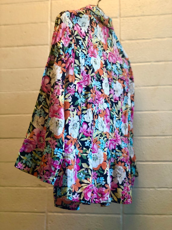 Linen Floral Shirt Talbot spring cover blouse / g… - image 4