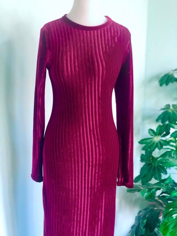 Red Velvet Maxi 60s vintage dress