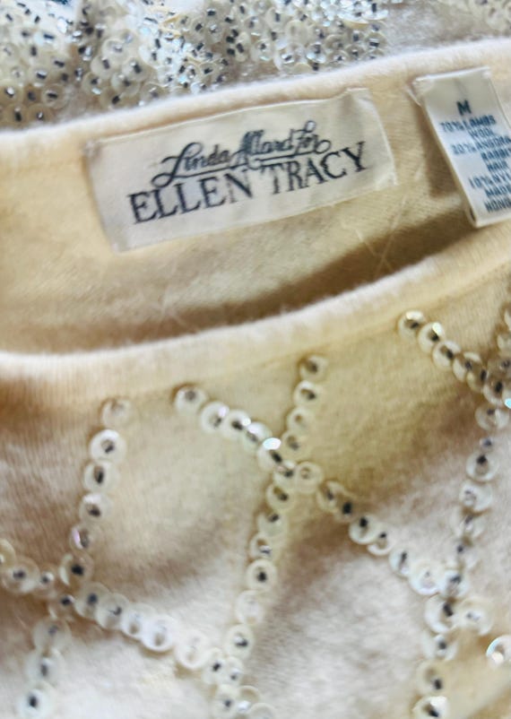 Sequin Pullover White Angora Ellen Tracy - image 2