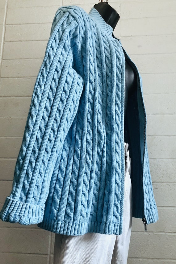 80s Cotton Cable Knit Jacket XL bulky / L L Bean b