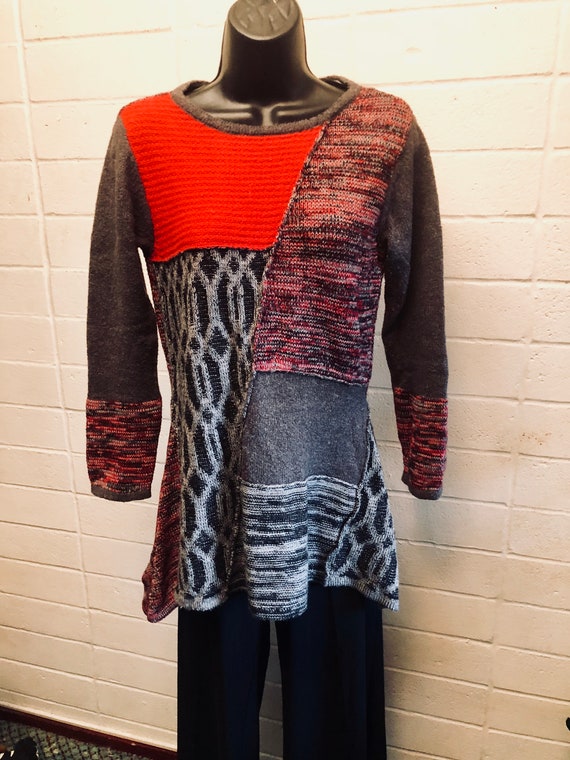 Colorblock Knit CottonTunic / loose fitting / var… - image 1