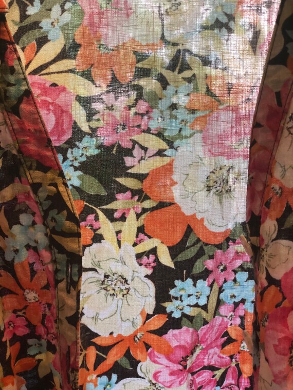 Linen Floral Shirt Talbot spring cover blouse / g… - image 9