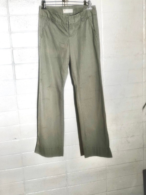 Olive Green Ankle Pants 80s cotton