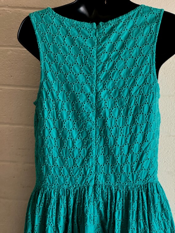 90s Eyelet Lace Dress Old Navy / cotton turquoise… - image 6