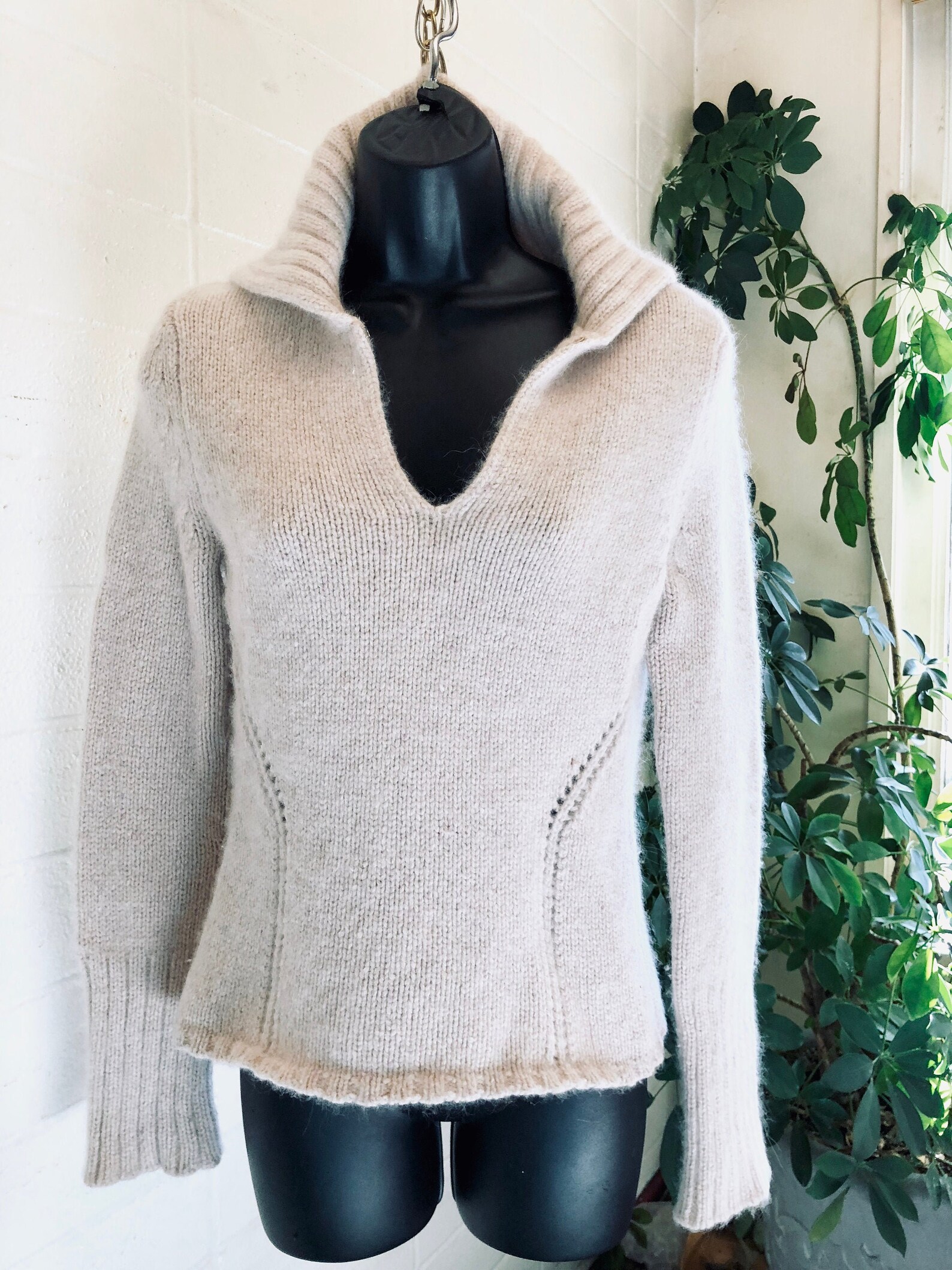 Fuzzy White Sweater Angora / Merino Wool / Big Collar / Xsmall - Etsy