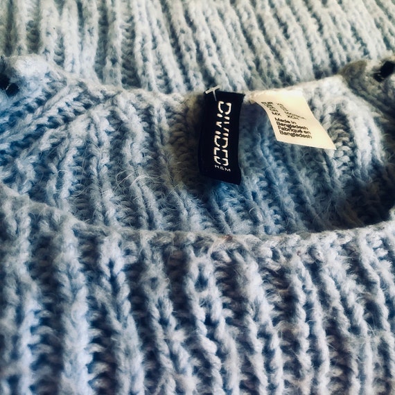 Cable Knit Crop top / powder blue sweater / Xsm /… - image 6