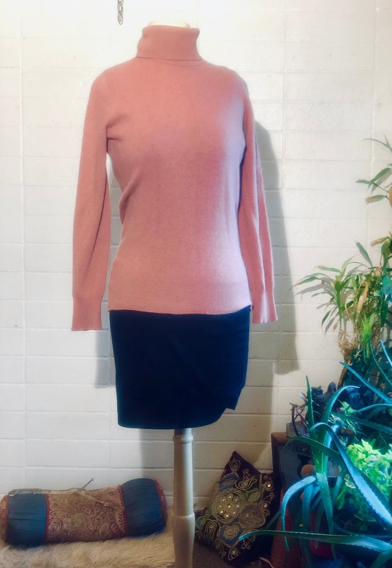 70s Cashmere Turtleneck Lyle&Scott dusty pink medi