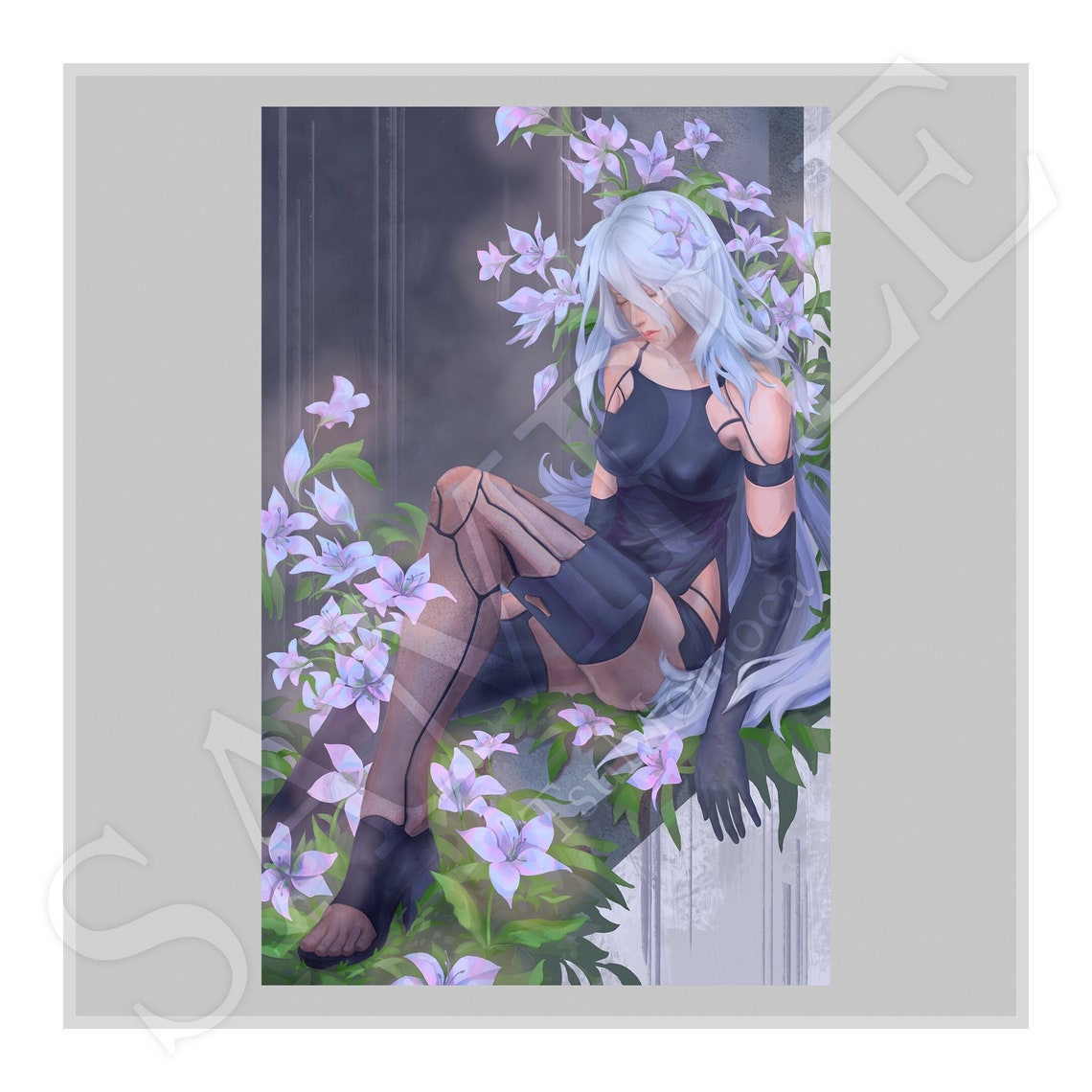 Nier Automata A2 Flowers Art Print Etsy