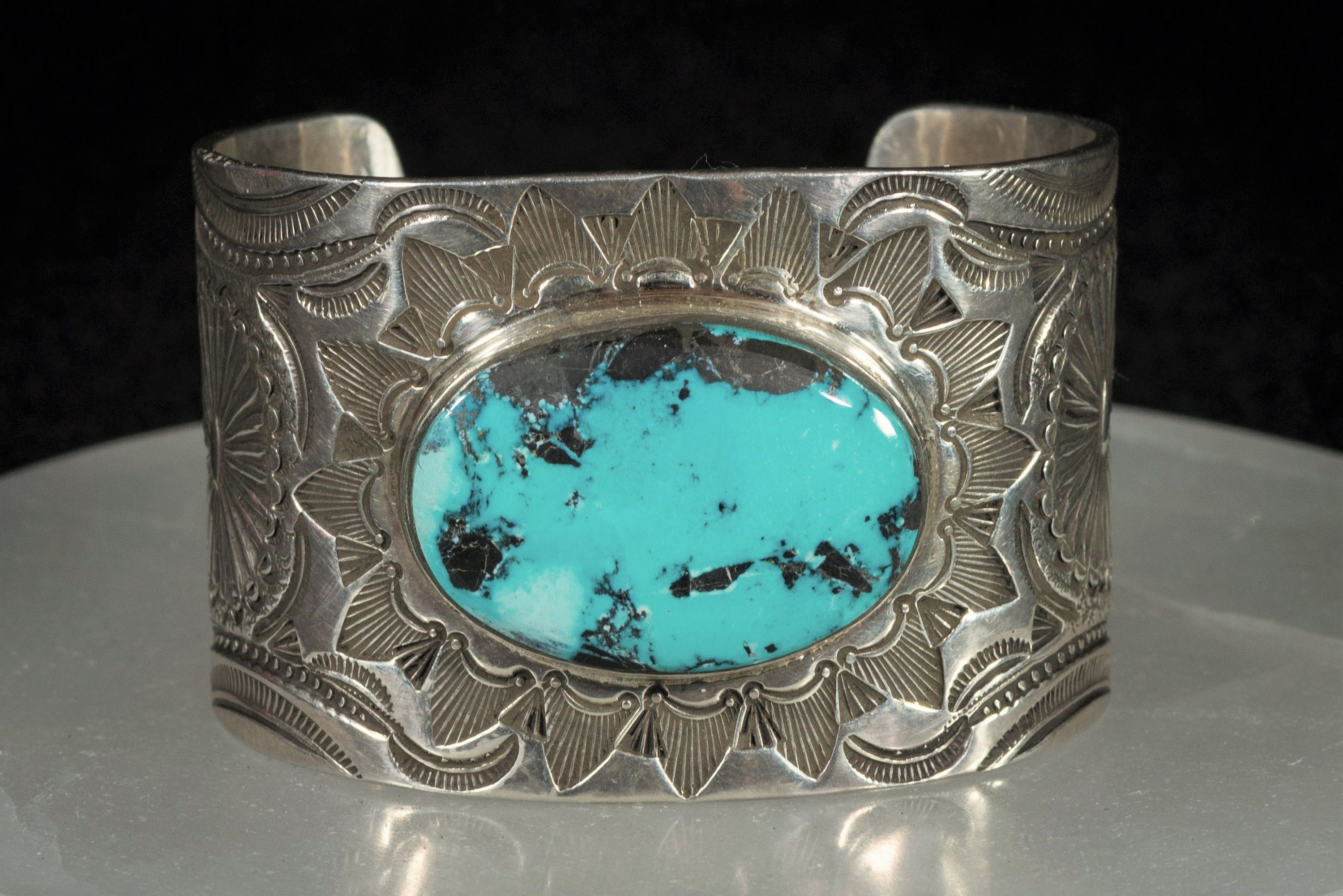 Art Tafoya Large Bracelet with Natural Blue Moon Truquoise Etsy