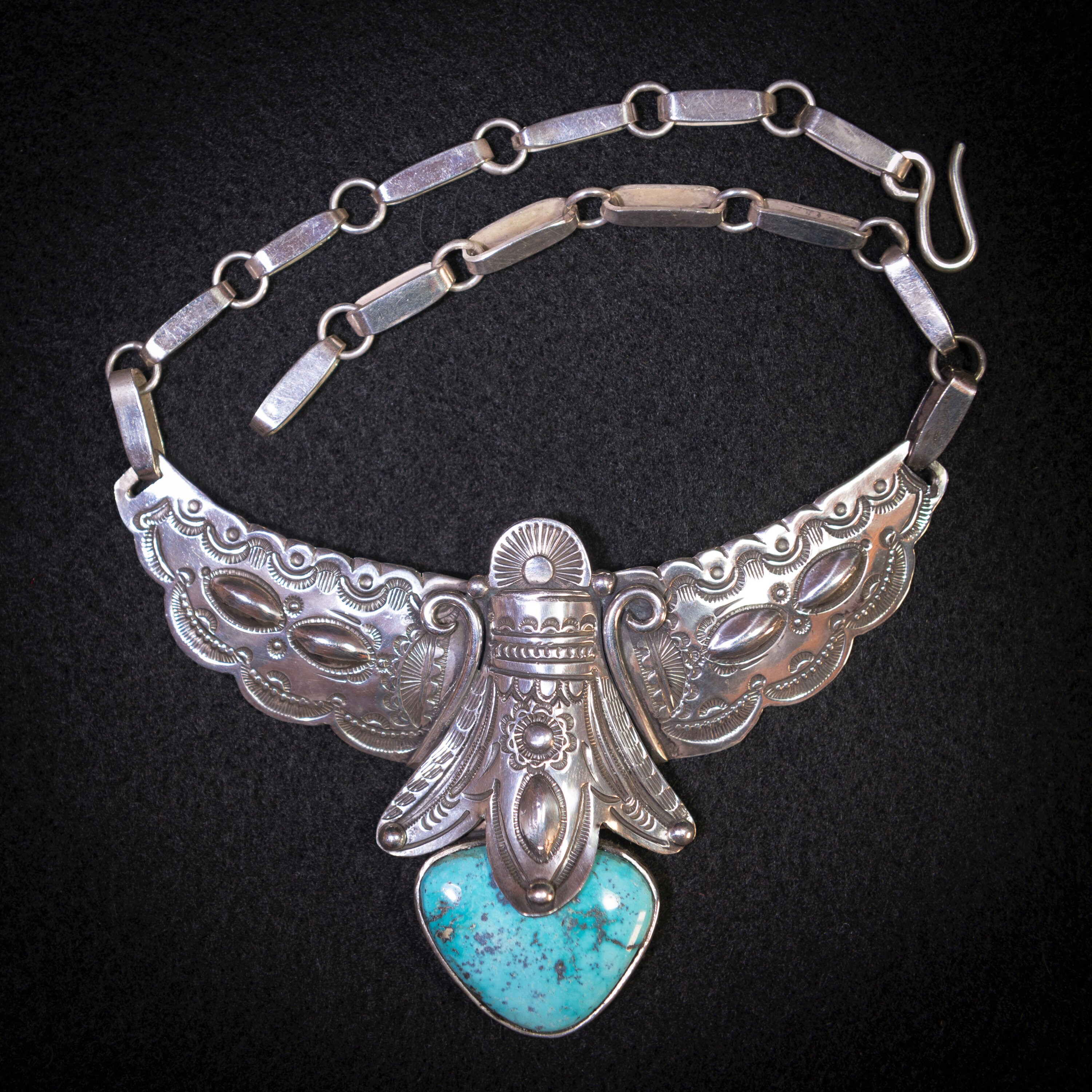 Art Tafoya Choker Style Necklace With Natural 'turqoise Mountain' Stone