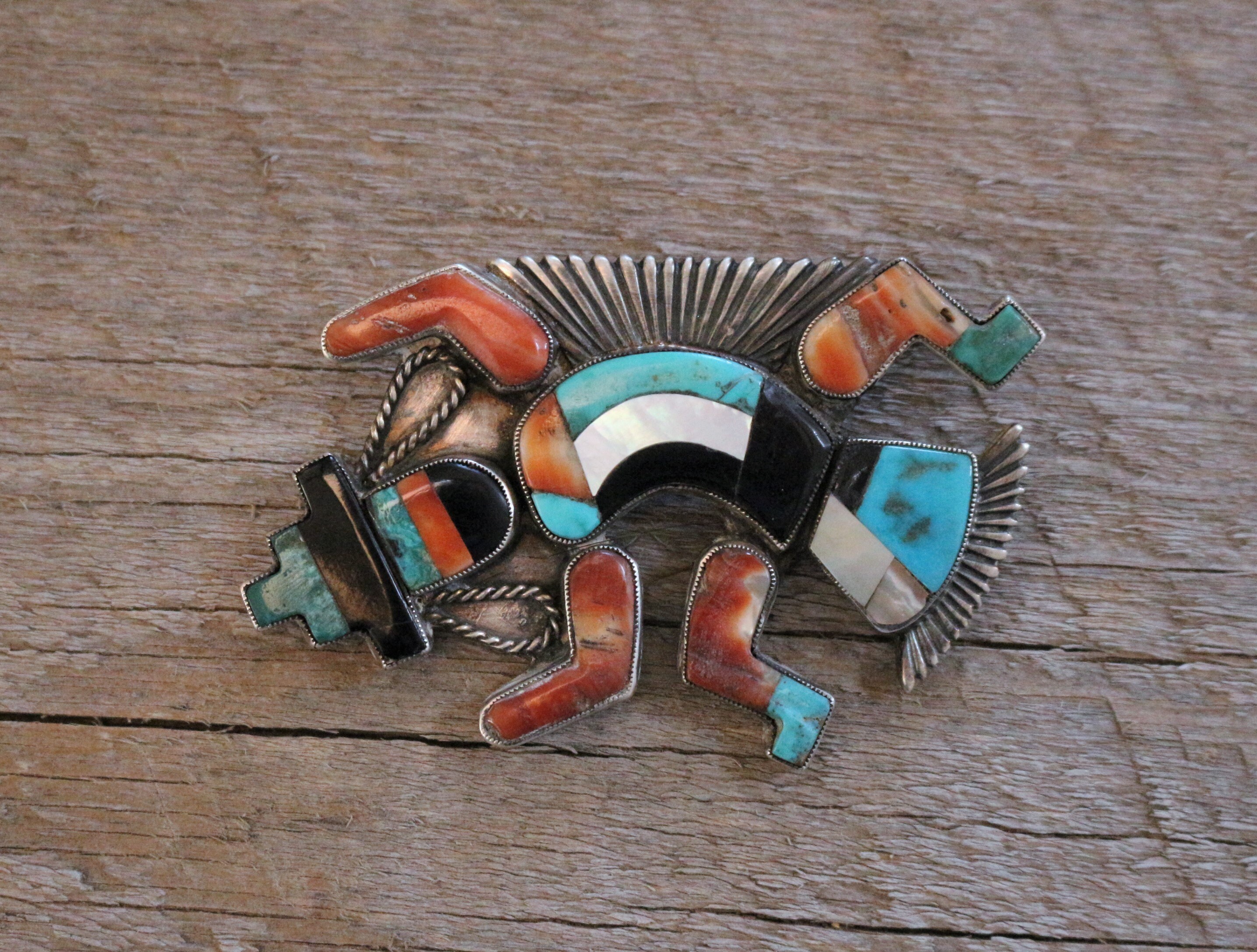 Vintage Zuni Rainbow Man Pin. Etsy