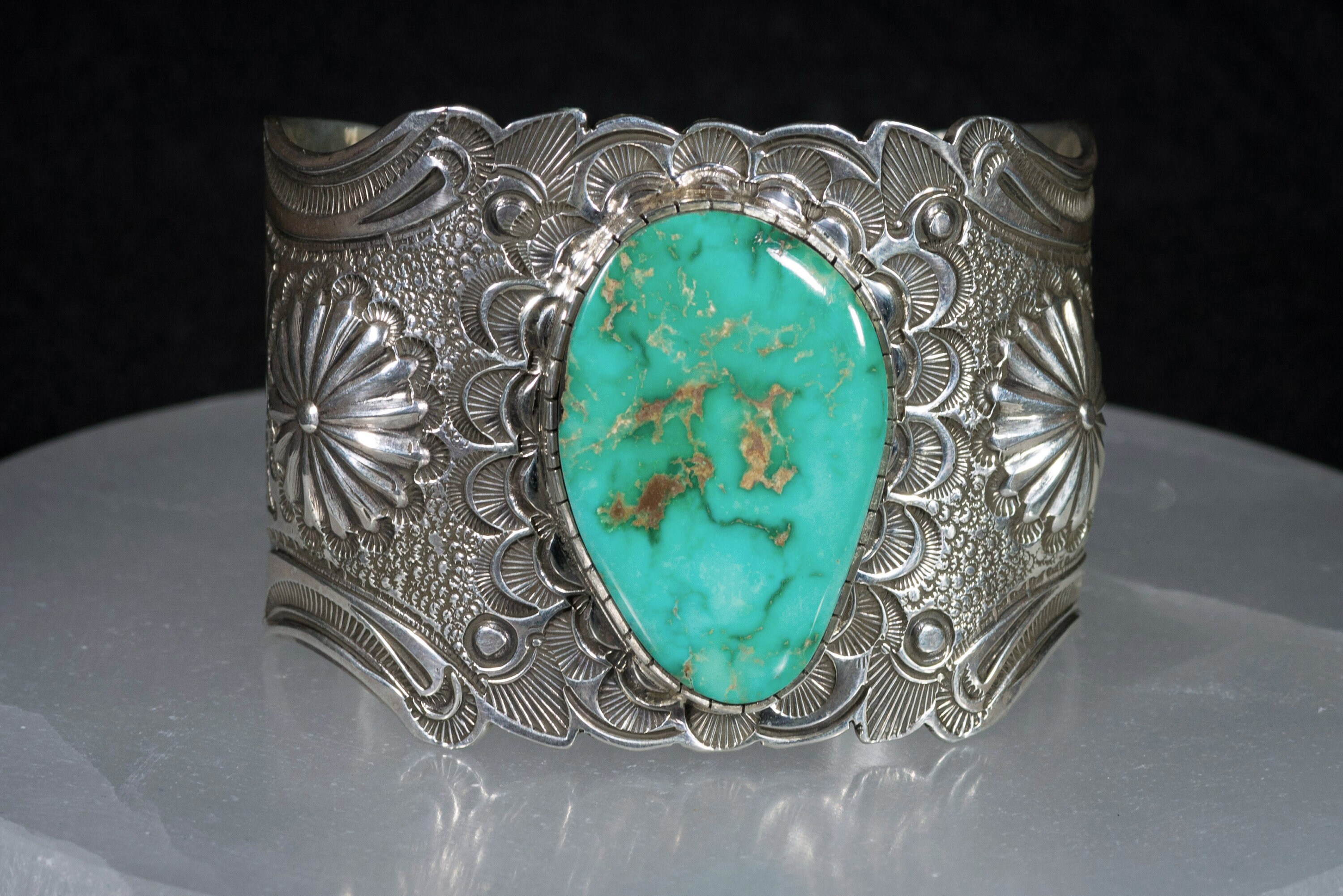 Art Tafoya Large Ornate Bracelet with Natural 'Easter Etsy