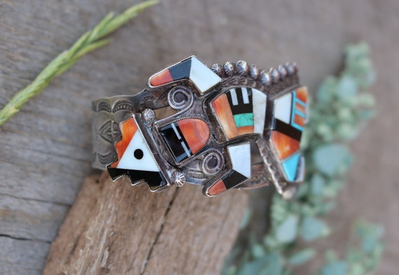 Vintage Zuni Rainbow Man Bracelet. Lee Edaakie - image 3