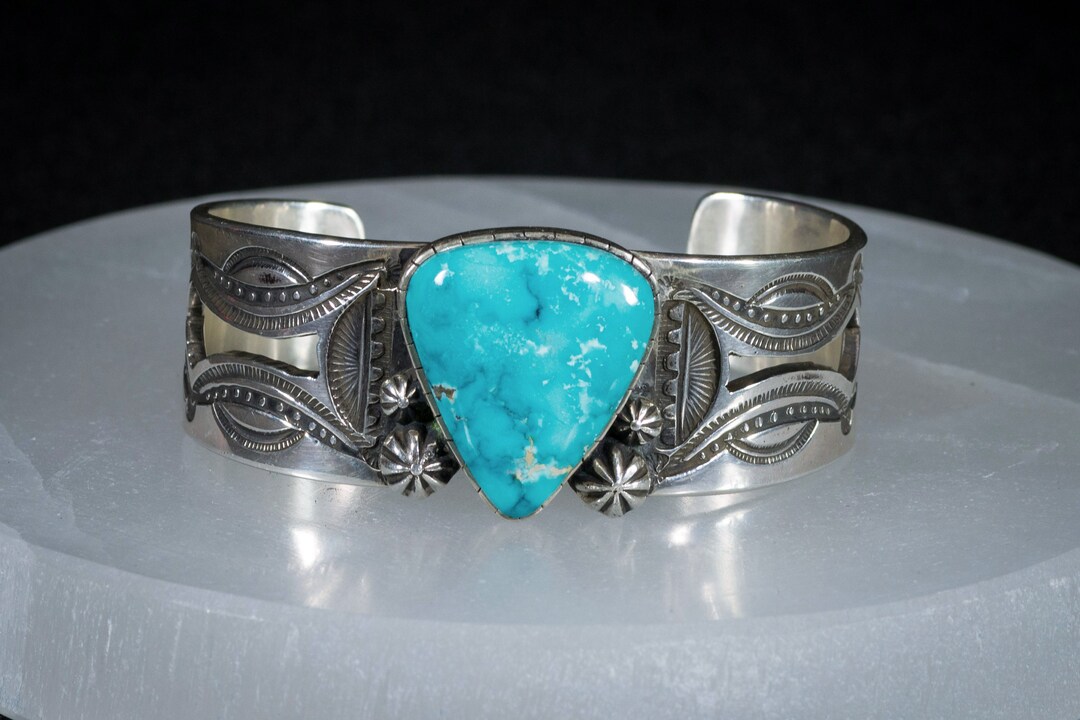 Art Tafoya Bracelet With Teardrop Candelaria Stone Etsy