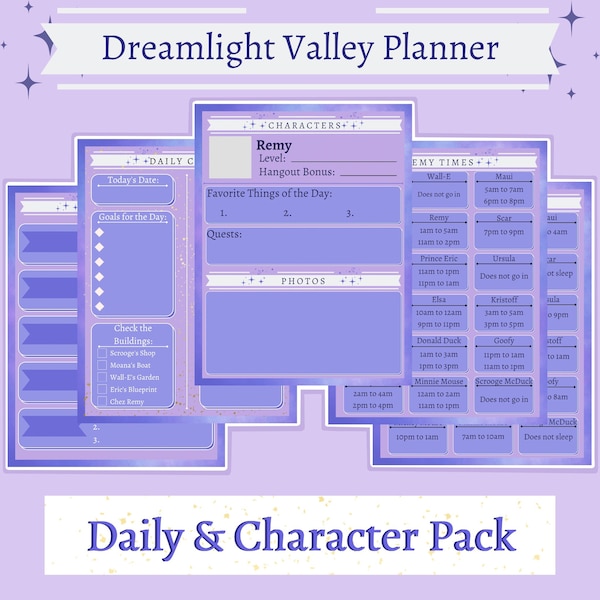 Dreamlight Valley Planner - Character and Daily Pack