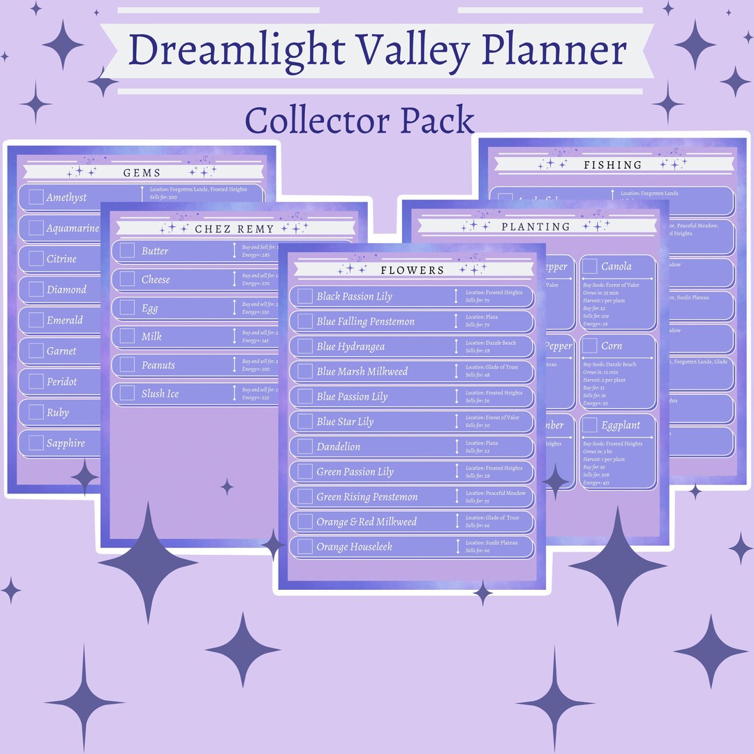 Dreamlight Valley Planner Collection Pack With Fish, Plants, Flowers