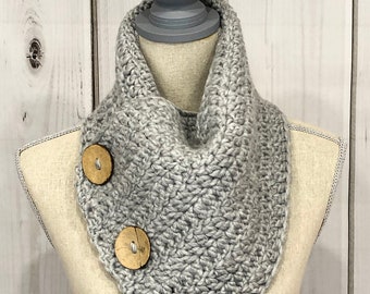 Big Button Scarf | Ladies Button Cowl | Wool Blend |Winter Scarf | Ready To Ship