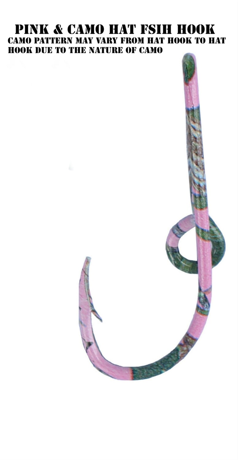 camo fishing hook Pink and Camo Fish Hook Hat Pin - Hat Clip for Hat or Cap - Money Clip