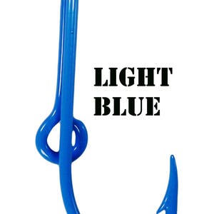 Light Blue Powder Coated Fish Hook for Hat Brim or Bill - Light Blue Fish Hook Tie Clasp - Hat Clip for Hat or Cap - Money Clip