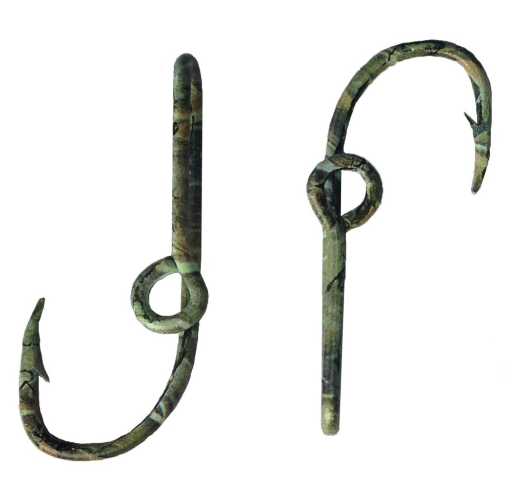 Set of Two Camo Fish Hook Hat Pin Fish Hooks for Cap Brim or