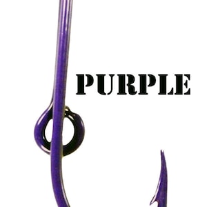 Fishing Hook for Cap Bill or Brim - Purple Powder Coated  fish hook - Hat Pin - Tie Clasp - Money Clip