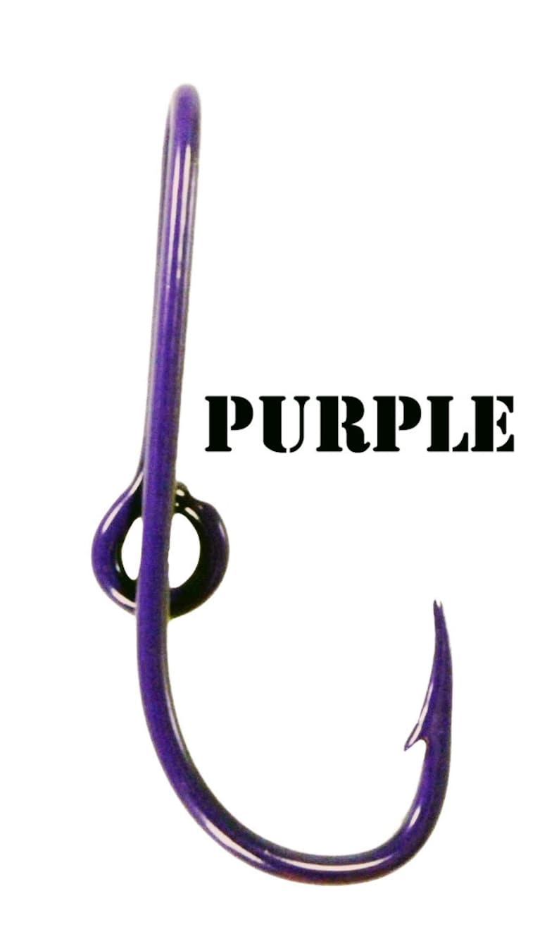Fishing Hook for Cap Bill or Brim Purple Powder Coated