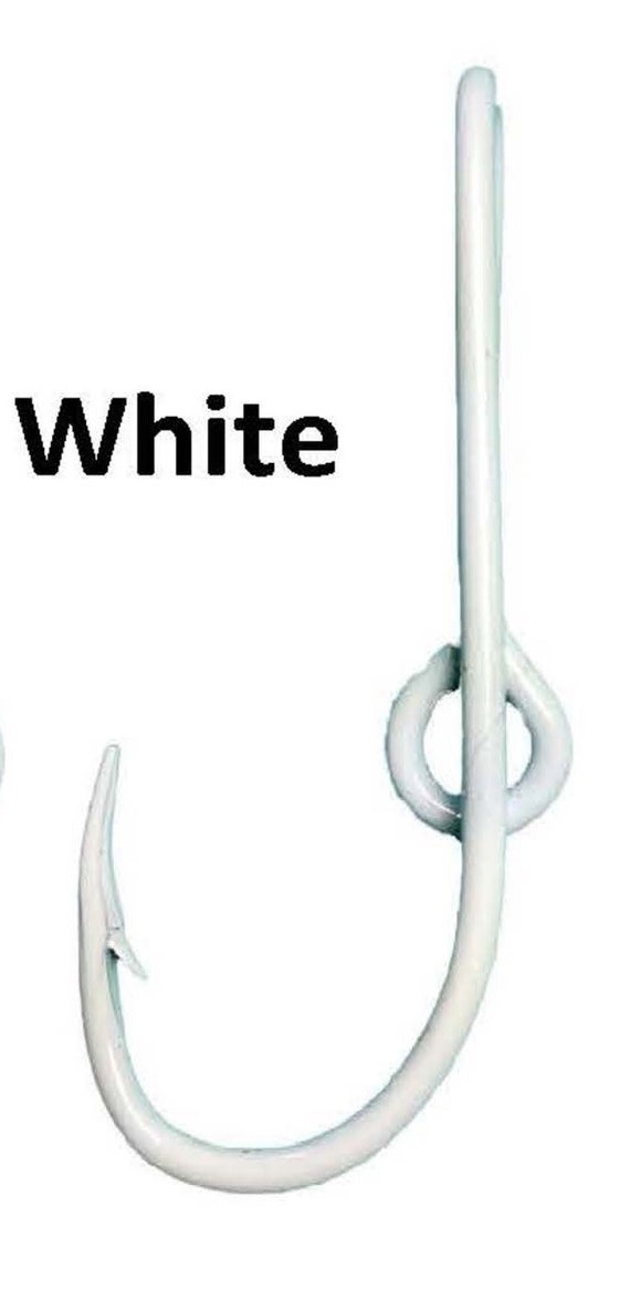 Fishing Hook for Cap Bill or Brim White Powder Coated Fish Hook