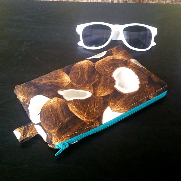 Coconuts Ice Cream Teal Zipper Sunglasses Case