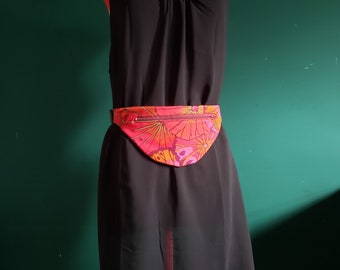 Adjustable Lotus Flower Zipper Hip Bag Fanny Pack Red Pink Orange Purple